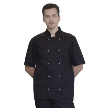 Bluza kucharska czarna na napy elastyczna krótki rękaw roz.3XL